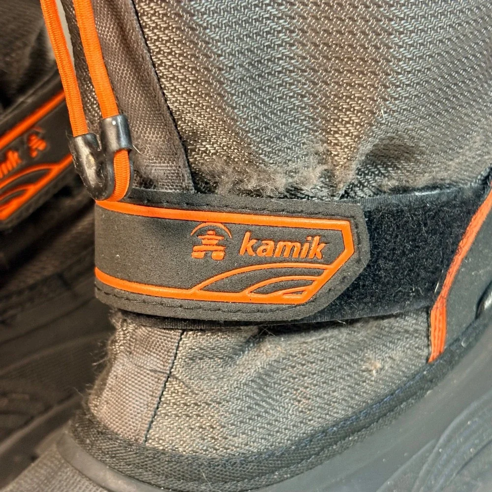 Kamik‎ Kids Waterproof Snow Boots Charcoal Grey Orange Insulated Size 1 Winter